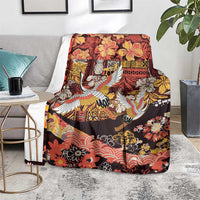 Japanese Hawaiian Crane Blanket Yellow Ochre Tapa Patchwork Pattern