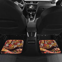 Japanese Hawaiian Crane Car Mats Yellow Ochre Tapa Patchwork Pattern