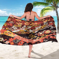 Japanese Hawaiian Crane Sarong Yellow Ochre Tapa Patchwork Pattern