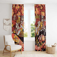 Japanese Hawaiian Crane Window Curtain Yellow Ochre Tapa Patchwork Pattern