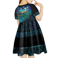 Matariki Te Tau Hou Maori Kid Short Sleeve Dress New Zealand Silver Fern Night Starry Sky LT9 - Polynesian Pride