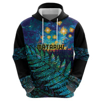 Matariki Te Tau Hou Maori Zip Hoodie New Zealand Silver Fern Night Starry Sky LT9 - Polynesian Pride