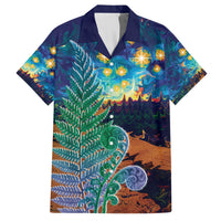 Personalised New Zealand Matariki Art Star Hawaiian Shirt Koru Fern Night Starry Sky LT9 Black - Polynesian Pride