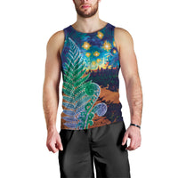 Personalised New Zealand Matariki Art Star Men Tank Top Koru Fern Night Starry Sky