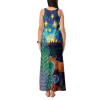 Personalised New Zealand Matariki Art Star Tank Maxi Dress Koru Fern Night Starry Sky LT9 - Polynesian Pride