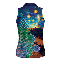 Personalised New Zealand Matariki Art Star Women Sleeveless Polo Shirt Koru Fern Night Starry Sky LT9 - Polynesian Pride