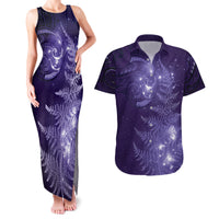 New Zealand Matariki Couples Matching Tank Maxi Dress and Hawaiian Shirt Purple Milky Way Stars Night Sky LT9 Purple - Polynesian Pride
