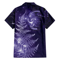 New Zealand Matariki Family Matching Off Shoulder Short Dress and Hawaiian Shirt Purple Milky Way Stars Night Sky LT9 - Polynesian Pride
