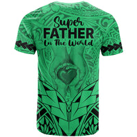 Polynesian Fathers Day Gift For Dad T Shirt Super Father In The World Green Polynesian Pattern LT9 - Polynesian Pride