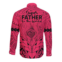 Polynesian Father's Day Gift For Dad Long Sleeve Button Shirt Super Father In The World - Pink Polynesian Pattern LT9 - Polynesian Pride