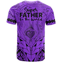 Polynesian Fathers Day Gift For Dad T Shirt Super Father In The World Purple Polynesian Pattern LT9 - Polynesian Pride
