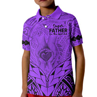 Personalised Polynesian Father's Day Gift For Dad Kid Polo Shirt Super Father In The World - Purple Polynesian Pattern LT9 Kid Purple - Polynesian Pride