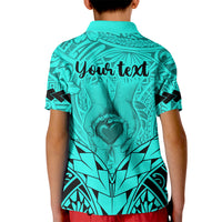 Personalised Polynesian Father's Day Gift For Dad Kid Polo Shirt Super Father In The World - Turquoise Polynesian Pattern LT9 - Polynesian Pride