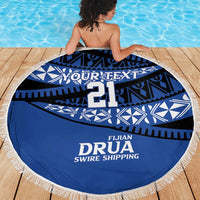 Fiji Rugby Pacific Custom Beach Blanket Pasifika Tapa Pattern