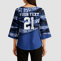 Fiji Rugby Pacific Custom Kimono Sleeve Blouse Pasifika Tapa Pattern - Polynesian Pride