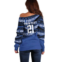 Fiji Rugby Pacific Custom Off Shoulder Sweater Pasifika Tapa Pattern