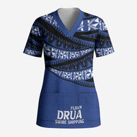 Fiji Rugby Pacific Custom Scrub Top Pasifika Tapa Pattern - Polynesian Pride