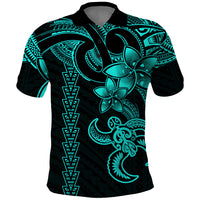 Hawaiian Tribal Polo Shirt Polynesian Kakau Turtle Aqua LT9 Aqua - Polynesian Pride