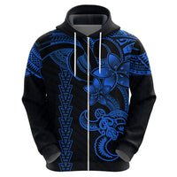 Hawaiian Tribal Hoodie Polynesian Kakau Turtle Blue LT9 - Polynesian Pride