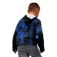 Hawaiian Tribal Kid Hoodie Polynesian Kakau Turtle - Blue LT9 - Polynesian Pride