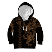 Hawaiian Tribal Kid Hoodie Polynesian Kakau Turtle - Gold LT9 Gold - Polynesian Pride