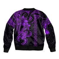 Hawaiian Tribal Sleeve Zip Bomber Jacket Polynesian Kakau Turtle - Purple LT9 - Polynesian Pride