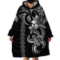 Hawaiian Tribal Wearable Blanket Hoodie Polynesian Kakau Turtle - White LT9 - Polynesian Pride