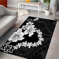 American Samoa Lotu Tamaiti Area Rug White Sunday Plumeria Black Vibe LT9 - Polynesian Pride
