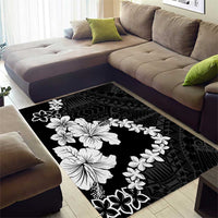 American Samoa Lotu Tamaiti Area Rug White Sunday Plumeria Black Vibe LT9 - Polynesian Pride