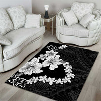 American Samoa Lotu Tamaiti Area Rug White Sunday Plumeria Black Vibe LT9 - Polynesian Pride