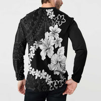 American Samoa Lotu Tamaiti Button Sweatshirt White Sunday Plumeria Black Vibe