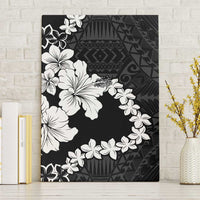 American Samoa Lotu Tamaiti Canvas Wall Art White Sunday Plumeria Black Vibe LT9 Without Frame Black - Polynesian Pride