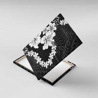 American Samoa Lotu Tamaiti Canvas Wall Art White Sunday Plumeria Black Vibe LT9 With Frame Black - Polynesian Pride