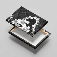 American Samoa Lotu Tamaiti Canvas Wall Art White Sunday Plumeria Black Vibe LT9 - Polynesian Pride