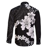 American Samoa Lotu Tamaiti Family Matching Long Sleeve Bodycon Dress and Hawaiian Shirt White Sunday Plumeria Black Vibe