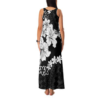 American Samoa Lotu Tamaiti Family Matching Tank Maxi Dress and Hawaiian Shirt White Sunday Plumeria Black Vibe