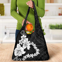 American Samoa Lotu Tamaiti Grocery Bag White Sunday Plumeria Black Vibe