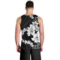 American Samoa Lotu Tamaiti Men Tank Top White Sunday Plumeria Black Vibe