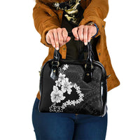 American Samoa Lotu Tamaiti Shoulder Handbag White Sunday Plumeria Black Vibe LT9 One Size Black - Polynesian Pride