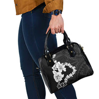American Samoa Lotu Tamaiti Shoulder Handbag White Sunday Plumeria Black Vibe LT9 - Polynesian Pride