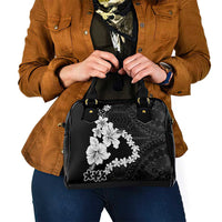 American Samoa Lotu Tamaiti Shoulder Handbag White Sunday Plumeria Black Vibe LT9 - Polynesian Pride