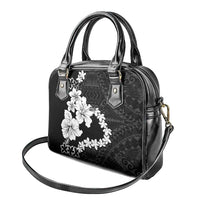 American Samoa Lotu Tamaiti Shoulder Handbag White Sunday Plumeria Black Vibe LT9 - Polynesian Pride
