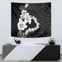 American Samoa Lotu Tamaiti Tapestry White Sunday Plumeria Black Vibe