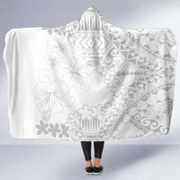 American Samoa Lotu Tamaiti Hooded Blanket White Sunday Plumeria White Vibe LT9 One Size White - Polynesian Pride