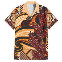 Vintage Samoa Siapo Family Matching Off Shoulder Short Dress and Hawaiian Shirt With Teuila Torch Ginger