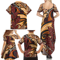 Vintage Samoa Siapo Family Matching Summer Maxi Dress and Hawaiian Shirt With Teuila Torch Ginger