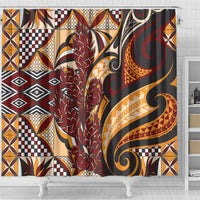Vintage Samoa Siapo Shower Curtain With Teuila Torch Ginger