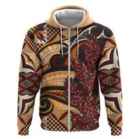 Vintage Samoa Siapo Zip Hoodie With Teuila Torch Ginger LT9 Zip Hoodie Art - Polynesian Pride