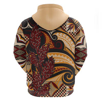 Vintage Samoa Siapo Zip Hoodie With Teuila Torch Ginger LT9 - Polynesian Pride