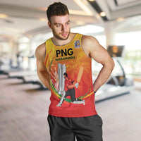 Custom Cricket PNG East Asia-Pacific Men Tank Top Papua New Guinea Rise to Power LT9 Gold - Polynesian Pride